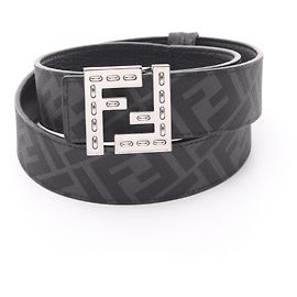Cinto Fendi FF Square de couro preto e cinza Marrom Preto