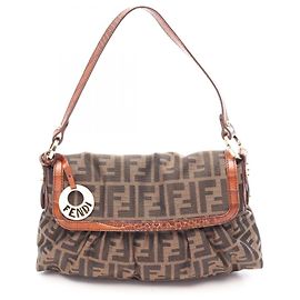 Bolsa de ombro Fendi em lona Zucca e couro Marrom Preto