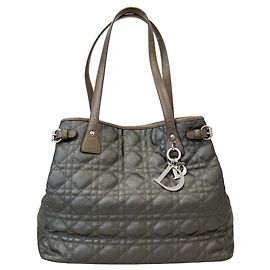 Sac cabas Christian Dior Panarea Cannage en toile enduite Marron