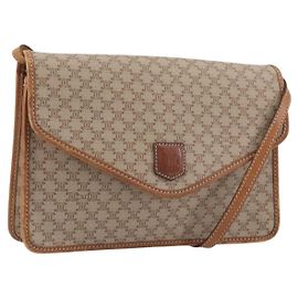 Céline Borsa a Spalla in Tela Macadam CELINE PVC Beige Oro Auth 195715 Beige D'oro