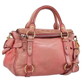 Sac à main Miu Miu en cuir 2way Rose Or Auth 196837V Rose Doré