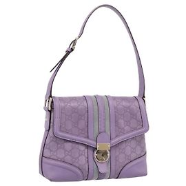 Bolsa de mão em couro GG Canvas Guccissima Gucci roxa dourada 145999 Auth 196833V Dourado Roxo