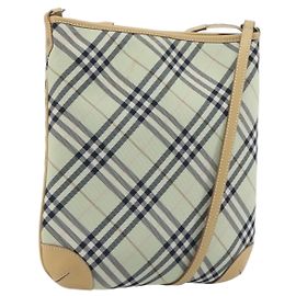 Borsa a tracolla BURBERRY Nova Check Blue Label Nylon Verde Argento Auth 195078A Argento Verde