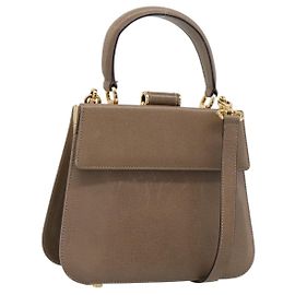 Bolsa Salvatore Ferragamo Gancini em couro 2way Beige Gold Auth 196761 Bege Dourado