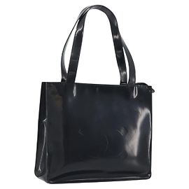 Bolso Tote CHANEL Charol Negro Plata CC Auth 196085 Negro Plata