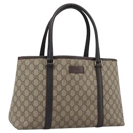 Borsa Tote GUCCI GG Supreme PVC Beige Silver 114595 Auth 194324 Argento Beige