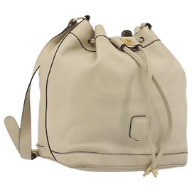 Céline Bolsa de Ombro CELINE em Couro Bege e Dourado Auth 194372 Bege Dourado