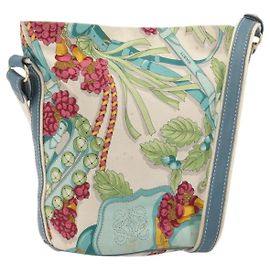 Bolsa de Ombro LOEWE Canvas Gray Silver Auth 196295 Bege Dourado