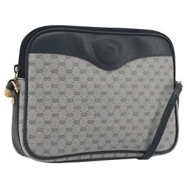 Borsa a tracolla GUCCI Micro GG Canvas PVC Navy Gold Auth 195064 D'oro Blu navy
