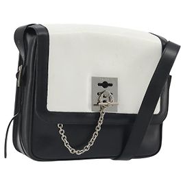 Céline Borsa a tracolla CELINE in pelle Bianco Nero Argento Auth 195652 Nero Argento Bianco
