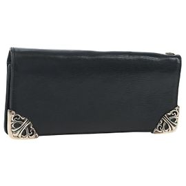 Chrome Hearts Single Fall Long Wallet Leather Black Silver Auth 195110M Black Silvery