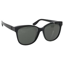 SAINT LAURENT Sunglasses Plastic Black Silver Auth 196140A Black Silvery