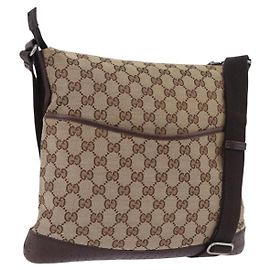 Borsa a tracolla GUCCI GG Canvas Beige Silver 145857 Auth ka5634 Argento Beige