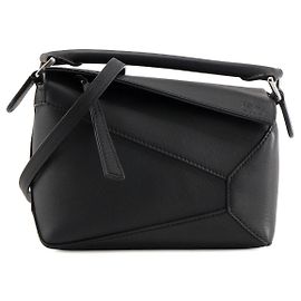 LOEWE - Bolsa de ombro Puzzle Mini Loewe em couro granulado preto Preto