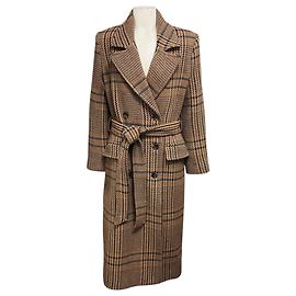 L'Agence Brown Plaid Kolina Long Coat Brown
