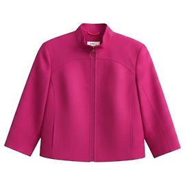 Giacca Akris Punto Fuchsia Pink in lana e angora con zip frontale Rosa