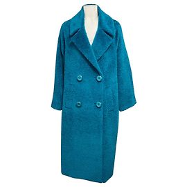 Autre Marque Maison Common Abrigo largo de alpaca azul con botonadura doble Azul