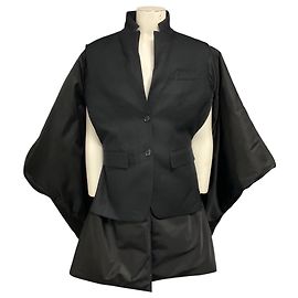 Casaco Burberry estilo capa em lã e nylon preto Preto