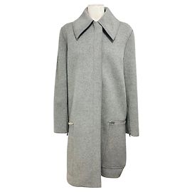 Stella Mc Cartney Stella McCartney Grey Zip Front Mid Length Wool Coat Grey