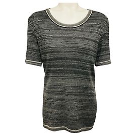 Pull-over en maille de cachemire à manches courtes Chanel Gris Gris