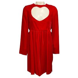 Chloé Chloe Red Crush Samtkleid mit Herz-Cut-Out-Detail Rot