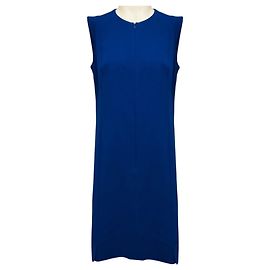 Vestido vaina sin mangas de lana Akris Enzian Blue Azul