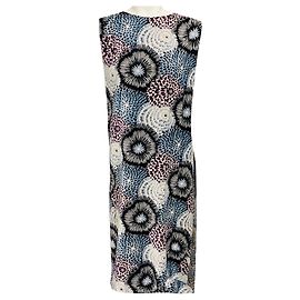 Vestido midi de veludo Missoni azul / roxo com padrão e detalhe de lenço Multicor