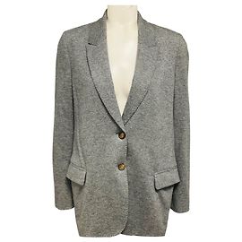 Chaqueta blazer de cashmere de dos botones Brunello Cucinelli Heather Grey Gris