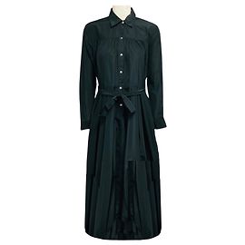 Marc by Marc Jacobs Co Black Long Sleeved Drawstring Hem Button Front Long Shirtdress with Belt Black