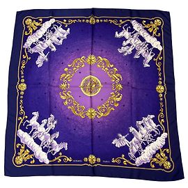 Hermès Hermes Purple / Gold Multi Cosmos Print Seidentwill-Schal Lila