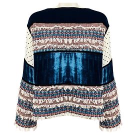 See by Chloé Top in tweed e velluto con frange See by Chloe Blue Multi Deep Water Blu