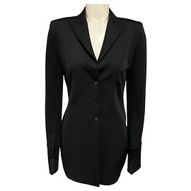 Alexander Wang Black Three Button Scuba Nylon Stretch Jacket Black