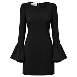 Valentino Garavani Valentino Black Bell Sleeve Crepe Dress Black