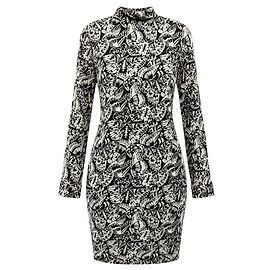 Robe midi Dries Van Noten imprimé papillon noir / blanc Noir