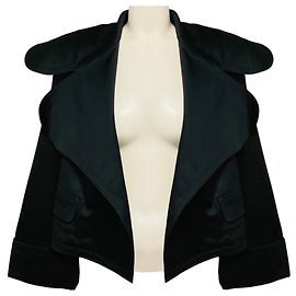 Chaqueta de algodón Burberry negra con cuello exagerado Negro