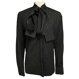 Autre Marque Alex Perry Black Wool Pinstripe Tie Shirt Black