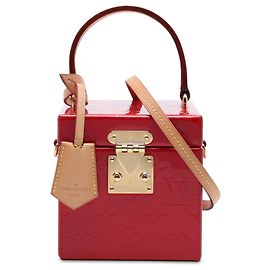 Borsa Vanity Box Bleecker Louis Vuitton Monogram Vernis rossa Rosso