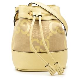 Borsa secchiello Gucci Mini Jumbo Ophidia in tela GG e pelle di vitello Gialla Giallo