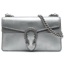 Borsa a tracolla Gucci Dionysus media in pelle di vitello argento Argento
