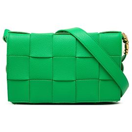 Bolsa Tiracolo Bottega Veneta Cassette em couro de bezerro grão Intrecciato verde Verde