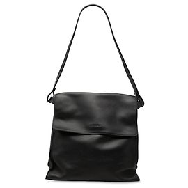 Bolsa de ombro com aba em couro LOEWE preta Preto