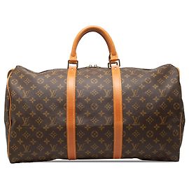Borsa da viaggio Louis Vuitton Monogram Keepall 50 Marrone Marrone