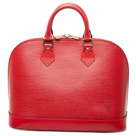 Red Louis Vuitton Epi Alma PM Handbag Red