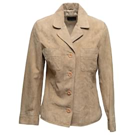 Prada Wildlederjacke Tan Größe US S Kamel