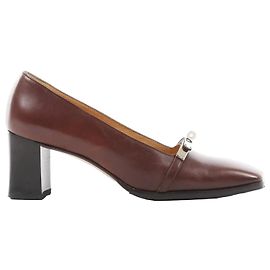 Hermès Escarpins HERMES Kelly en cuir marron, taille 38 EU Marron