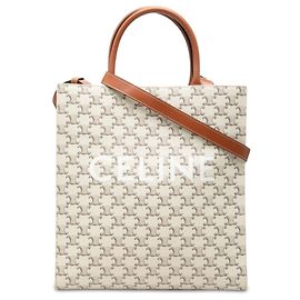 Céline Bolso Celine Triomphe Vertical Cabas Medium Castaño Crudo