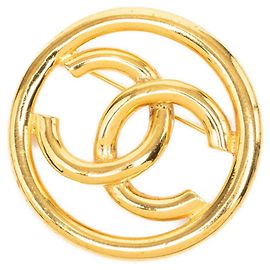 Spilla vintage Chanel Coco Mark placcata oro D'oro