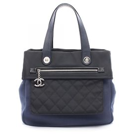 Sac Cabas Chanel Paris Biarritz Noir Bleu Marine