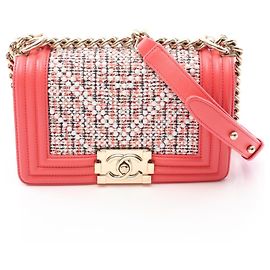 Bolsa de Ombro Chanel Boy Small Rosa Branco Multicor