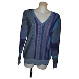 Etro gestreifter Pullover Blau Andere Grau Lila